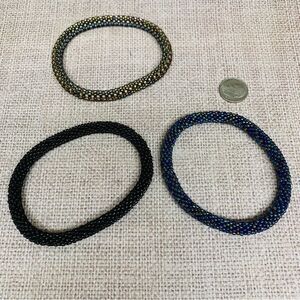 Roll on Beaded Bracelets‎ Set of 3 Dark Shades